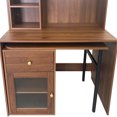 thumbnail image 6 of Noble House 70.87" Computer Desk with Hutch, Glass-Door Cabinets, 90° Rotating Desktop, Bookshelf & Drawer, Walnut, 6 of 18