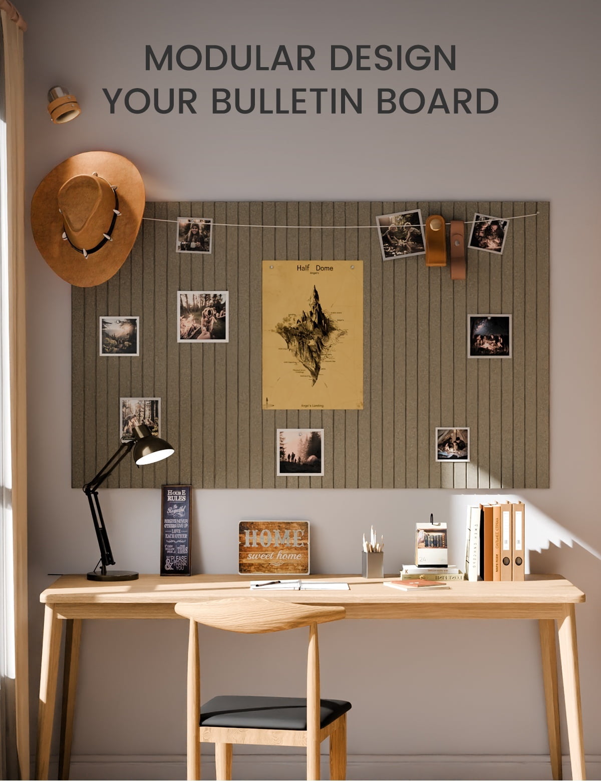 Fluxynara Large Felt Bulletin Board 48" x 36" Cork Board Alternative-12 Pack with 70 Safe Removable Adhesive Tabs, Cork Boards for Walls Cork Board for Home Office Classroom Pin Board-Earth Brown