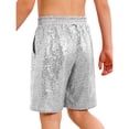 thumbnail image 5 of TSSOE Unisex Girls Boys Gymnastics Shorts Athletic Dance Bottoms Hip Hop Jazz Competition Booty Boy-Cut Shorts Silver 8, 5 of 6