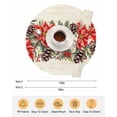 thumbnail image 6 of 15 Inch Round Placemats Set of 6, Christmas Poinsettia Non Slip Heat Insulation PP Table Mats, Xmas Floral Pine Cones Winter Washable Place Mats for Kitchen Dining Party Table Decor, 6 of 7