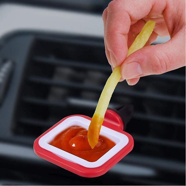 2 uds Clip de inmersión para coche soporte para salsa en el coche y un portavasos para patatas fritas