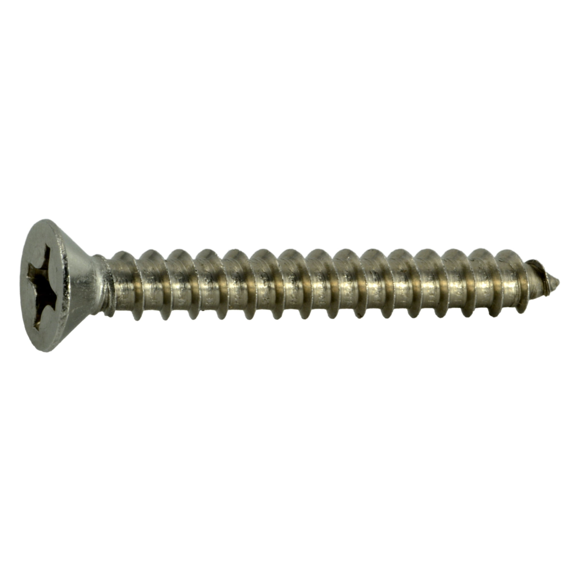 #12 x 1-3/4 18-8 Stainless Phillips Flat Head Sheet Metal Screws (10 pcs.)