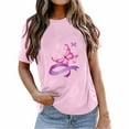thumbnail image 2 of CFLVAEK Breast Cancer Awareness T Shirts for Women Loose Fitted Short Sleeve Tshirt Casual Round Neck Tops Pink Ribbon Graphic Tees for Breast Cancer Fighter Gifts M, 2 of 4
