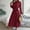 Wine Red, variant on MORTTIC Women's Elegant High Neck Long Sleeve Belted Pleated Maxi Dress - Solid Color Flowy Office Dress for Spring & Fall