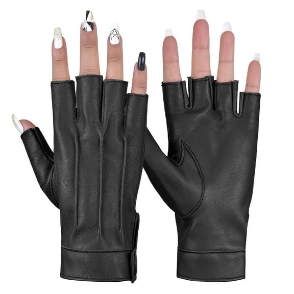 Genuine Leather Women Half Finger Dress Gloves