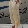 thumbnail image 3 of Women's Loose Fit Summer Trousers Casual Soft Lightweight Cotton Linen Pants Vintage Beach Pants for Holiday Resort, 3 of 4