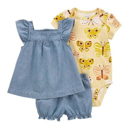 

Rovga Toddler Girls Summer Short Sleeve Floral Prints Tops Romper And Shorts 3PCS Children Clothes Sets Child Outfits Stylish Dailywear
