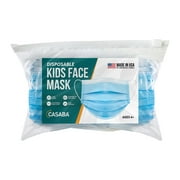 Casaba Kids 50 Pack Disposable Face Masks 3-Ply Filter - Made in USA with Imported Fabric