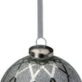 thumbnail image 4 of Northlight Argyle Glittered Christmas Glass Ball Ornament - 4" - Silver, 4 of 5