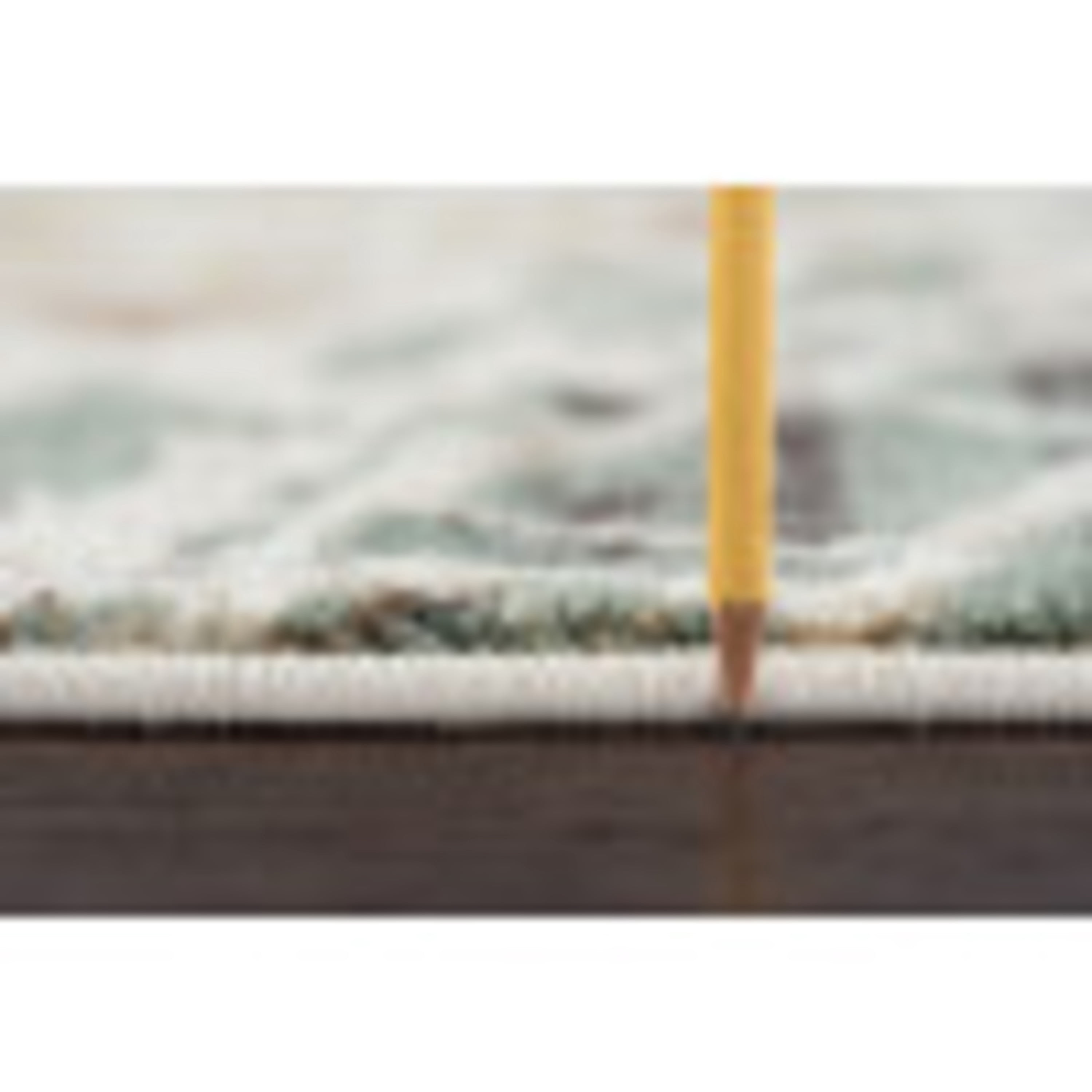 Transitional Area Rug (5'3'' Round) Mediterranean Tile Ivory, Seafoam Indoor Round Easy to Clean
