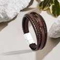thumbnail image 4 of Brazalete de cuero PU marrón para hombres Sunnimix Pulseras anchas de puño 20 cm, 4 of 8
