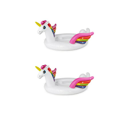 Intex 57266EP Inflatable Unicorn Party Island Pool Lounger Float, White (2