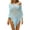 Blue, variant on Off Shoulder Open Knit Poncho for Women, Sheer Mesh Cape Cover Up - Boho Pointed Hem Beach Tunic Top Gold