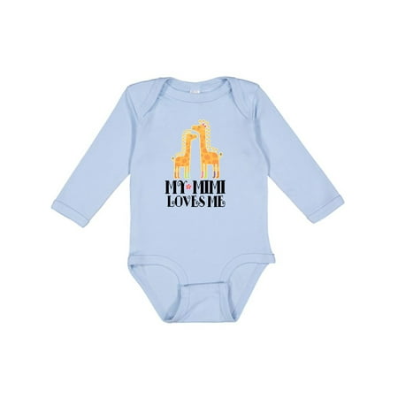 

Inktastic My Mimi Loves Me Childs Giraffe Gift Baby Boy or Baby Girl Long Sleeve Bodysuit
