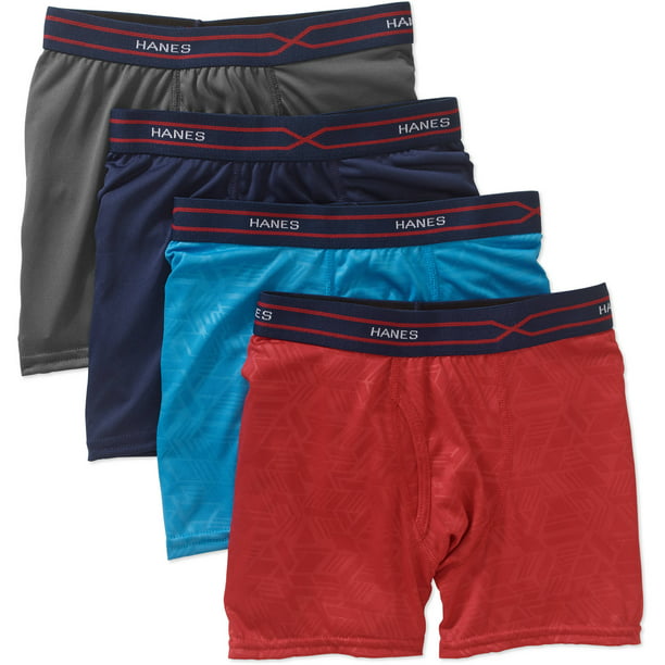 Hanes - Boys' X-Temp Performance Cool Embossed Boxer Brief, 4 Pack ...