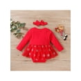 thumbnail image 3 of Kmbangi Justaucorps en Maille Imprimé de Noël avec Nœud + Bandeau Couleur Unie, 3 of 8