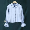 thumbnail image 6 of ZJXFGS Ruffle Blouse for Women Ruffle Tops for Women Trendy Work Shirts for Women High Collar Blouses for Women Blue L, 6 of 7