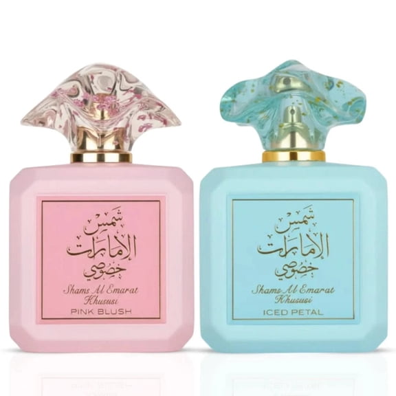 Shams Al Emarat Khususi Pink Blush & Iced Petal Eau de Parfum Sprays 100ml (3.4 oz) by Ard Al Zaafaran (Bundle)