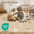 thumbnail image 4 of ODIKA 5'x7' Beige Brown Diamond Geometric Design Washable Area Rug Modern Abstract Lines with Symmetrical Patterns Non-Slip, Chair-Friendly for Dining Room, Under Table, Home Office, 4 of 7