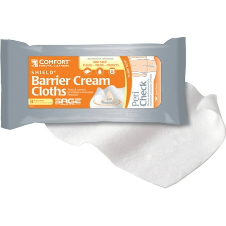 Comfort Shield Barrier Cream Cloths Personal Cleaning Wipes, 8 sheets