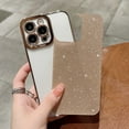 thumbnail image 4 of Compatible for iPhone 14 Pro Max Luxury Glitter Plating Clear Case, Cute Bling Sparkly Shiny Case for Women Girls Soft TPU Shockproof Camera Protective Back Cover Electroplated Case - Gold, 4 of 11
