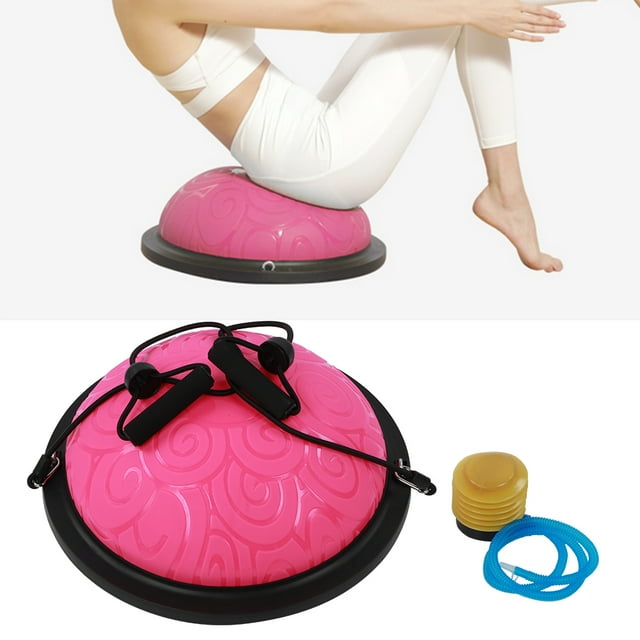 Half Ball Balance Trainer Yoga Ball Pilates Cushion Inflatable Balance Board Thicken Explosionproof Fitness Exercise Equipment For Work Or Home Gym With Ball Pump And Resistance