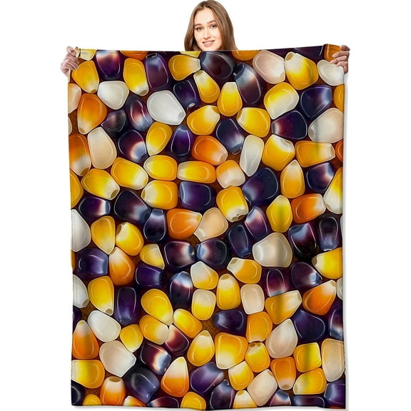 Corn Blanket Colorful and Festive Throw Blankets,Birthday Gifts for Kids Girls Women,Lightweight Soft Fleece,Food Lovers,Sofa Couch Bed Room Modern Halloween Decor 50x60 Inchin