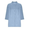 thumbnail image 4 of BangWanChi 3/4 Length Sleeve Womens Tops Womens Solid Color V-neck Loose Button Blouse 3/4Sleeve Casual Work Tunic Tops, 4 of 6