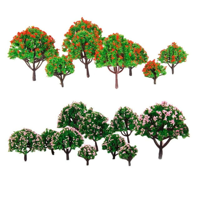 20x Modelo de árbol de Flores de Plástico 3-8 Cm HO OO Tren Ferrocarril Jardín