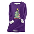thumbnail image 2 of Meichang Chandail en Molleton en Molleton pour Femmes Grande Taille Graphique Arbre de Noël Doublé Sherpa Chandail en Molleton Hiver Chaud Manches Longues Col Rond Chandail Chandail en Molleton Bleu Foncé S, 2 of 4