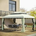 thumbnail image 4 of Spaco 10' x 13' Patio Shade for Outdoor as Garden, Patio, Aluminum Frame Double Roof Shade Canopy Shelter with Netting & Curtains, Cream White, 4 of 16