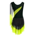 thumbnail image 4 of Doomiva Women's Long Sleeve Figure Ice Skating Dress Shiny Rhinestone Ballet Skirted Leotard Dresses Yellow XL, 4 of 5