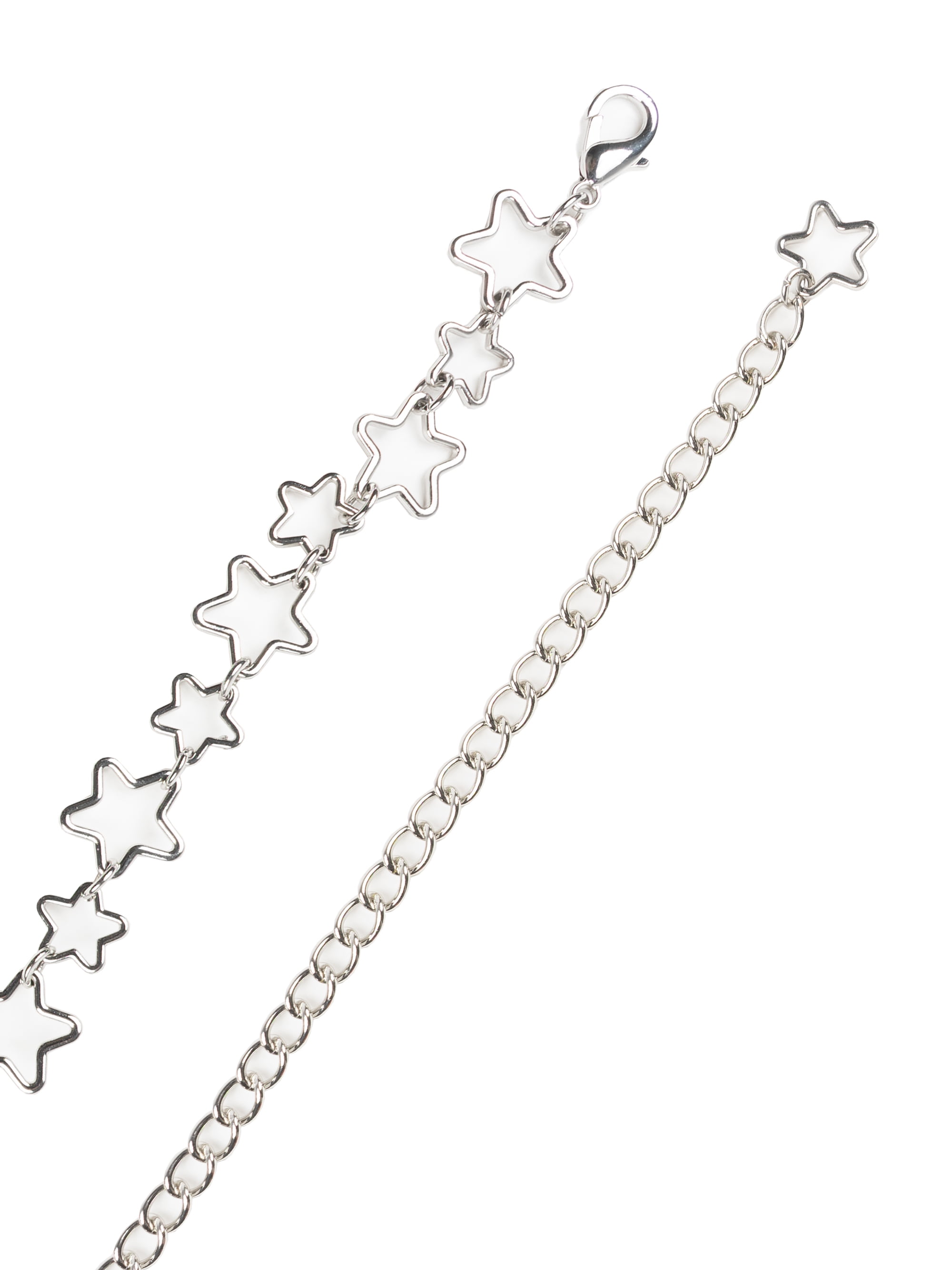 No Boundaries Women's Star Chain Belt, Silver, Adjustable Fit