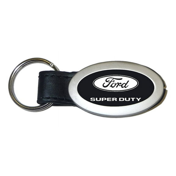Ford Super Duty Oval Leather Key Chain (Black)