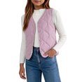 thumbnail image 5 of LUGOGNE Boys Girls Quilted Vest Button Front Sleeveless V Neck Lightweight Padded Jacket with Wave Stitching Kids Everyday Casual Layering Outerwear for Spring Fall School, 5 of 6