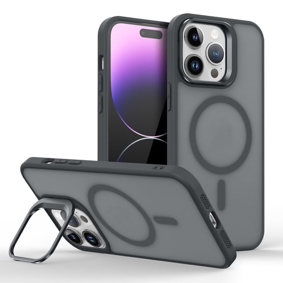 Case For IPhone 16 Pro Max/16 Pro/16 Plus/16, Metal Magnetic Stand Case Wireless Charging Shell Micro Frosted Cover