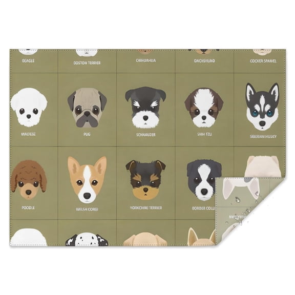 Dog Breeds Rectangle Tablecloth 60"x84",Waterproof Polyester Rectangle Table Cloth, Wipeable Spillproof Polyester Tablecloth for Dining, Camping, Indoor and Outdoor