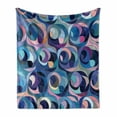 thumbnail image 1 of Abstract Soft Flannel Fleece Blanket, Motley Retro Colored Curvy Shapes Continuous Funky Tiles as Uneven Circular Forms, Cozy Plush for Indoor and Outdoor Use, 60" x 80", Multicolor, by Ambesonne, 1 of 6