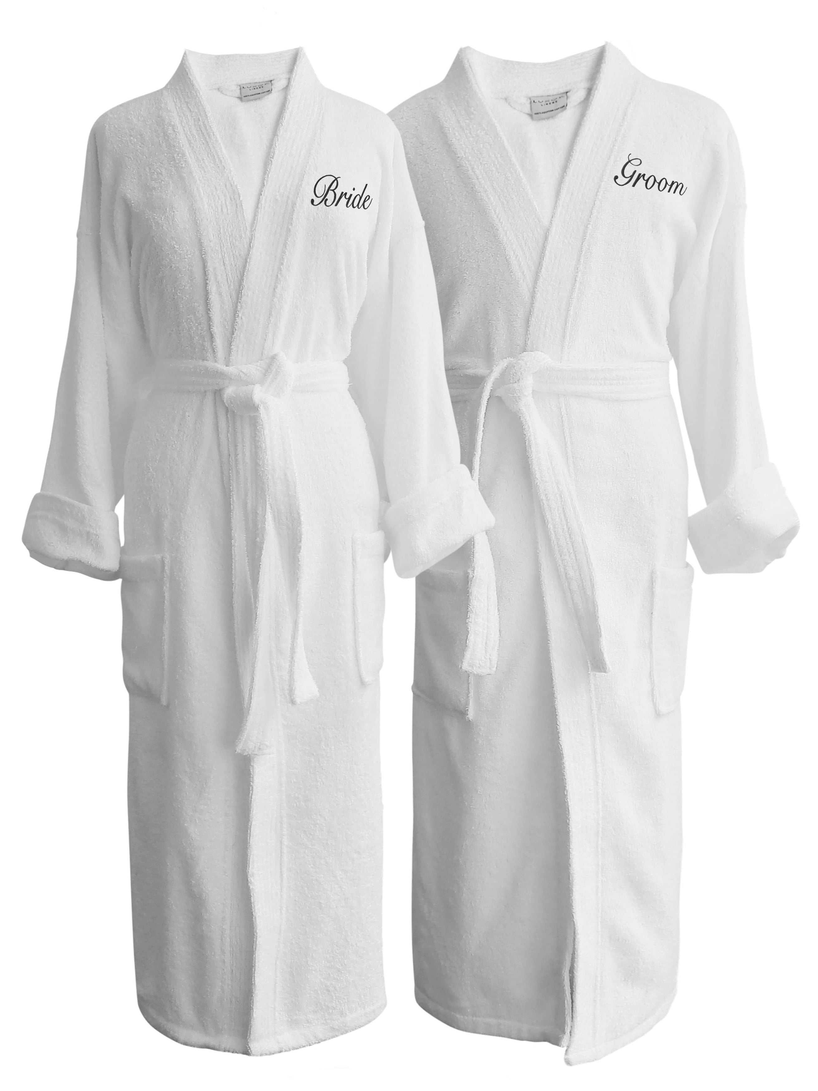 Luxor Linens Wyndham Egyptian Cotton Bride & Groom Terry Spa Robe Set