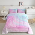 thumbnail image 2 of Castle Fairy Abstract Gradient Watercolor Twin Comforter Sets,Ombre Stripes Bedding Set, 2 of 8