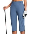 thumbnail image 2 of UVEASISHA High Waisted Capris for Women Cropped Dress Pants Office Work Pants Casual Summer Capri Pants with Pockets Blue XL, 2 of 7