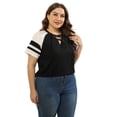 thumbnail image 6 of EFINNY Women's Plus Size Short Sleeved T-Shirt Top V-Neck Raglan Sleeve Strap Splicing Casual Blouse, 6 of 7