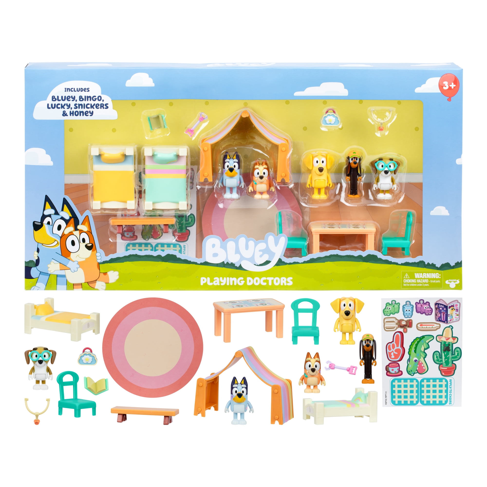 Bluey Playing Doctors Value Box, 5 Figures, 11 Accessories, and More, Ages 3+, Walmart Exclusive