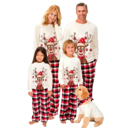 

FSDJHSDH Family Christmas Pjs Pajama Sets Jammies for Adults Kids Xmas Sleepwear Set Nightwear