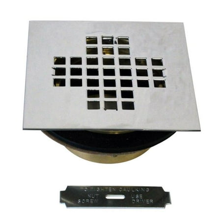 

2 in. Brass Shower Drain with 4-1/4 in. Square Cover in Polished Chrome