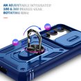 thumbnail image 4 of Design for Samsung Galaxy S23 FE Heavy Duty Phone Case with Camera Lens Sliding Cover Ring Holder Kickstand - Shockproof Armor Military Grade Bumper Protective Case for Women Men, Navyblue, 4 of 11