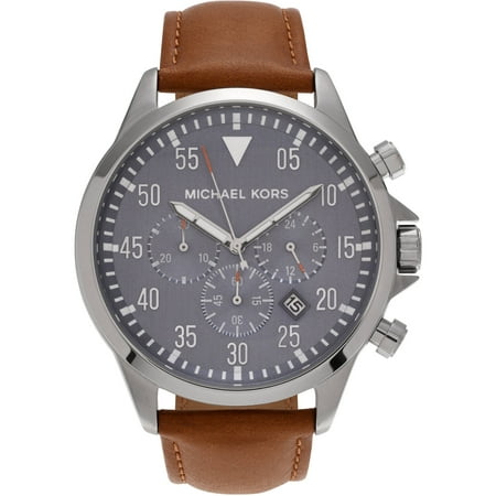 Michael Kors Men's Stainless Steel MK8490 Gage Chronograph Dial Dress Watch, Leather Strap