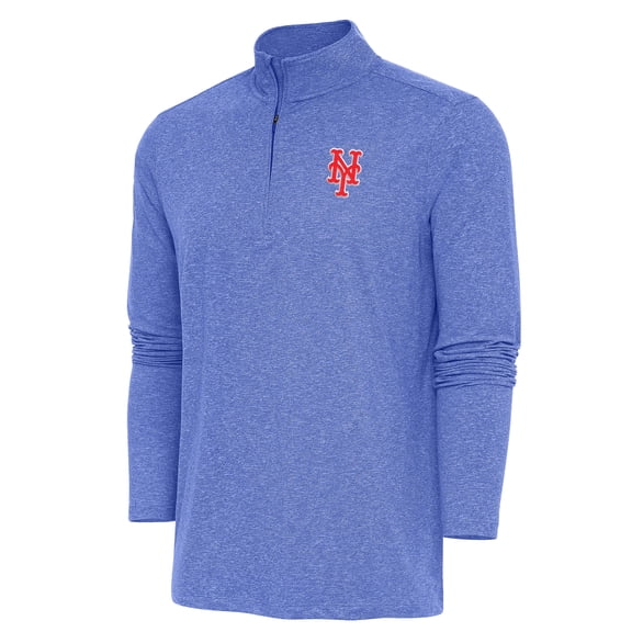 Men's Antigua  Heather Royal New York Mets Hunk Quarter-Zip Pullover Top