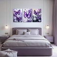thumbnail image 2 of Hieng 3 Pieces Butterfly Wall Art Purple Butterfly Pictures Rustic Floral Canvas Prints Abstract Nature Insect Paintings for Girls Room Home Decor Unframed, 2 of 6
