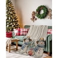 thumbnail image 2 of Christmas Winter Flannel Blanket for Bed,Travel and Camping, Snowman Coral Shell Beige Linen Super Soft Cozy Blanket for All Seasons 60"x80", 2 of 6